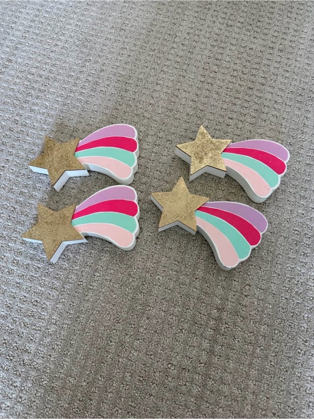 Set of 4 Glitter Star Shooting Comet Wall Decor - Pink, Mint, Lilac, Gold